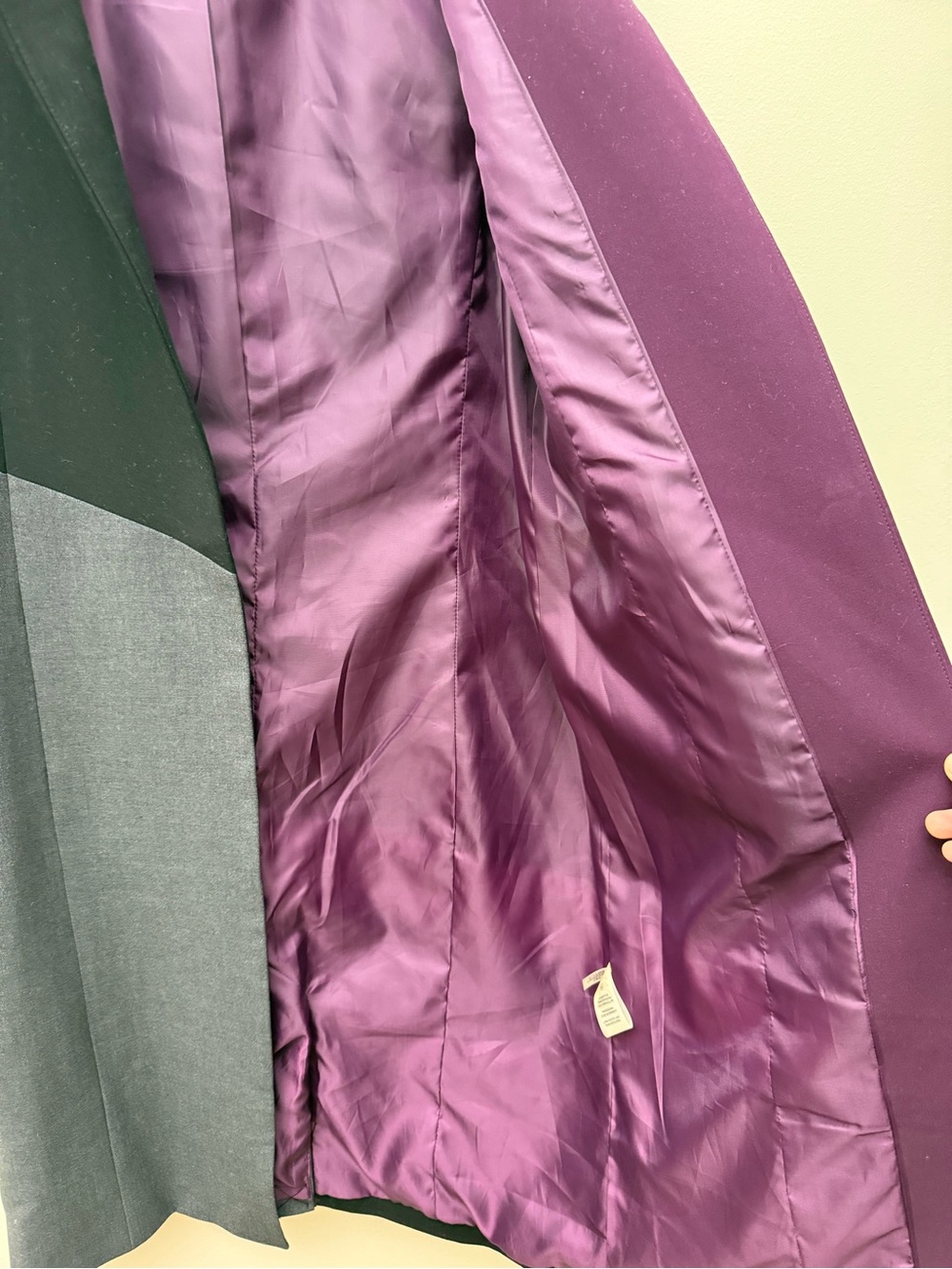 Calvin Klein Plum, Black & White Colorblock Longline Coat - Picture 7 of 10